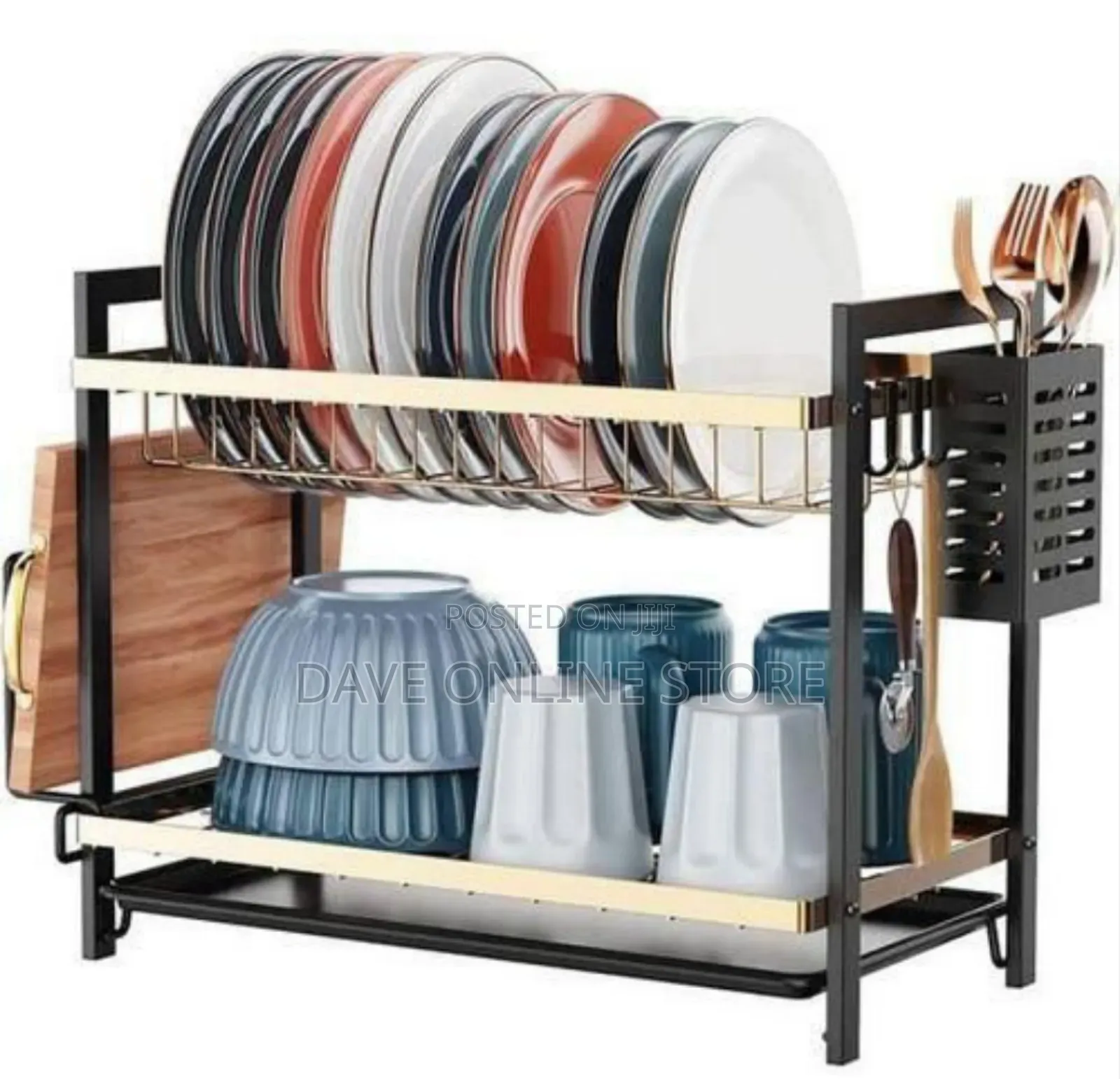 Sophisticated Two-Tier Dish Drying Rack and Countertop Organizer