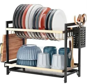 Sophisticated Two-Tier Dish Drying Rack and Countertop Organizer