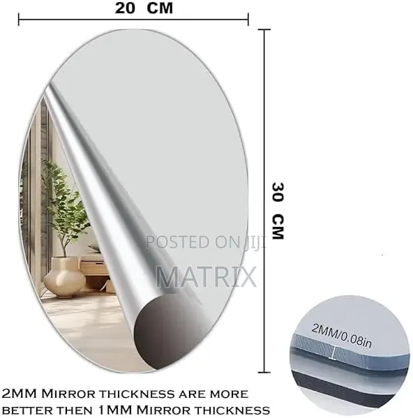 Wall Mirror Stickers Unbreakable Modern Frameless Oval Wall Mirror