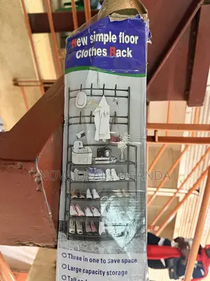 New Simple Floor Clothes Rack Portable Wardrobe Stand With Shoe Shelf