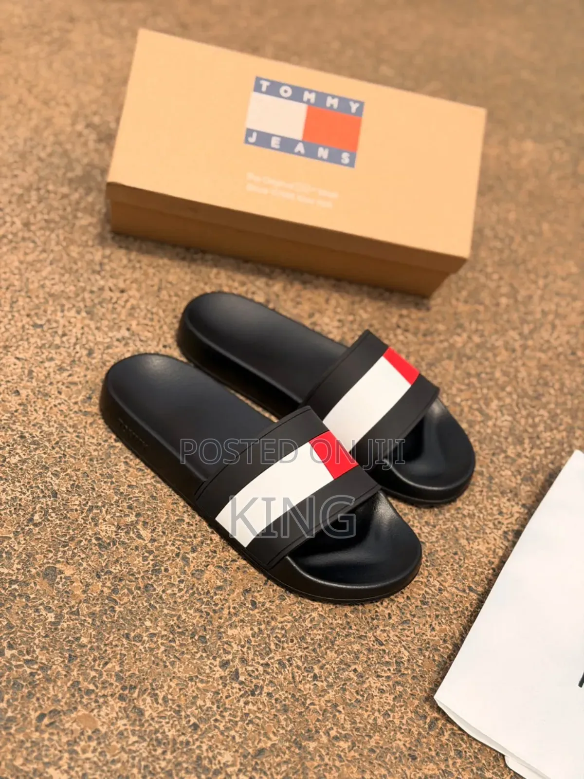 Tommy Hilfiger Flag Pool Slides. Black