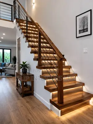 Modern Staircase Wood Finish Handrail Installations