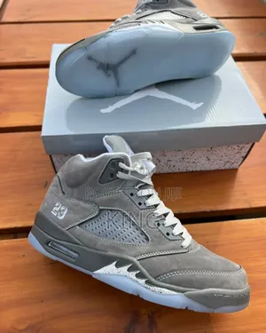 Nike Air Jordan 5 Retro Wolf Grey Sneakers.