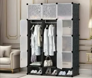 3 Colums Frosted Plastic Wardrobe