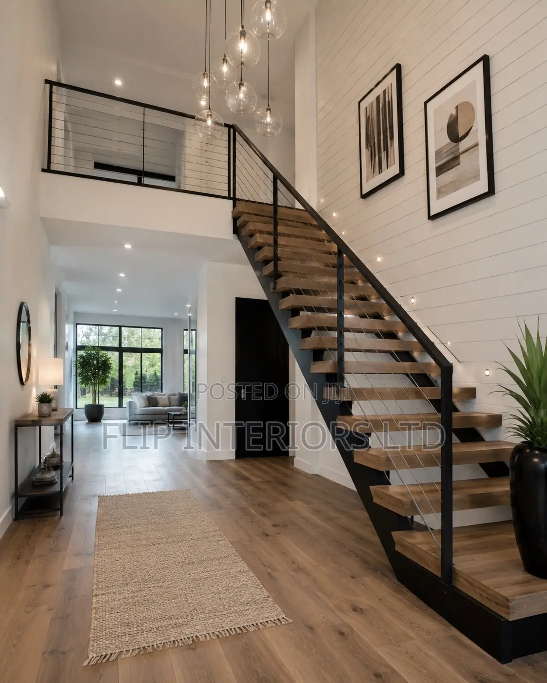 Elegant Multi-Level Home Staircase Interior Finishing