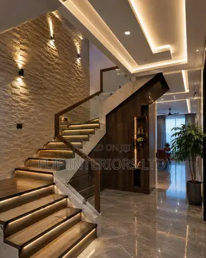 Modern Staircase Ceiling Groove Ambient Lighting Services