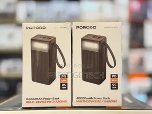 Porodo 40000mah Power Bank 65w, Laptop Power Bank, Built-in Flashlight