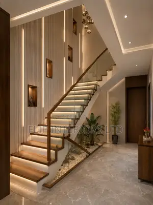 Modern Staircase Ceiling Groove Ambient Lighting Services