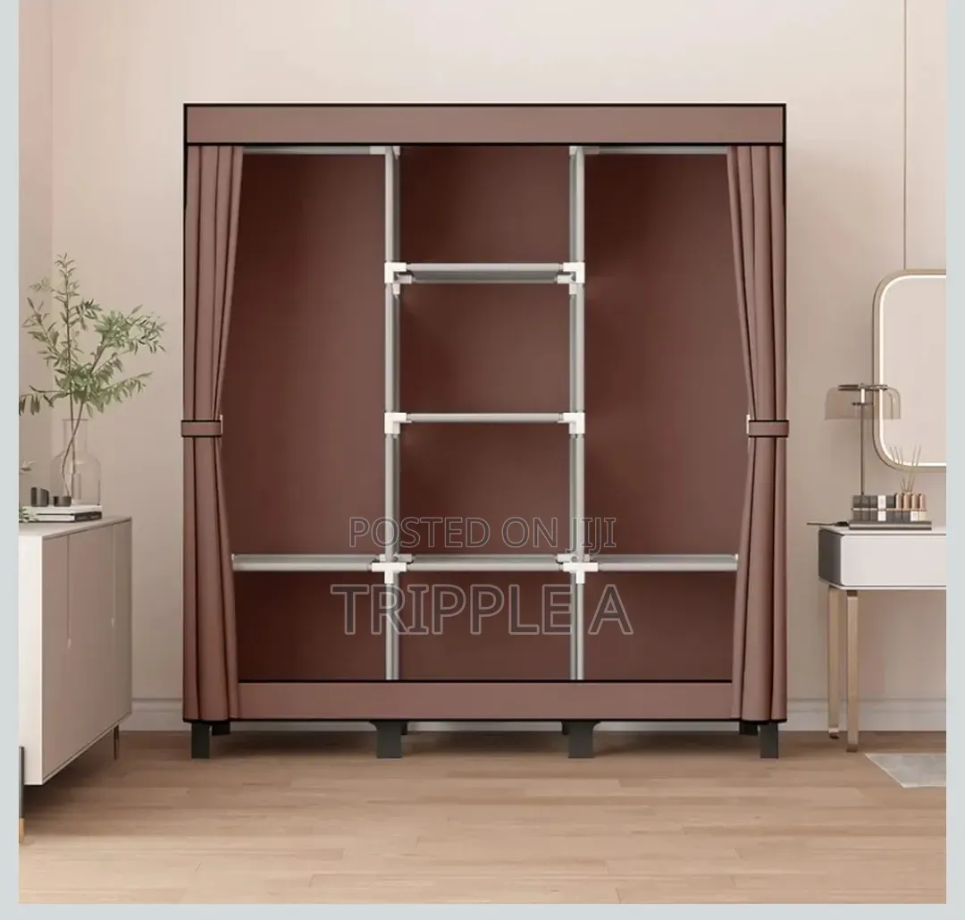 Portable Wooden Frame Canvas Wardrobe