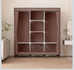 Portable Wooden Frame Canvas Wardrobe