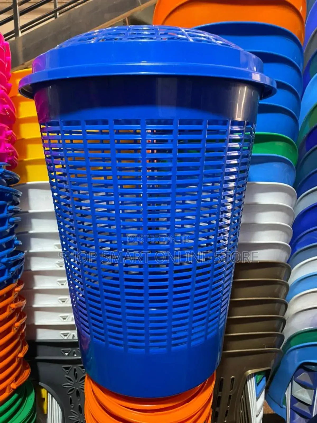 Blue Plastic Laundry Basket