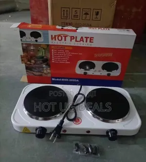 Double Burner Ceramic Electric Stove Hot Plate- Black / White