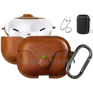 Airpods Pro 2 Leather Case Cover With Keychain - Brown