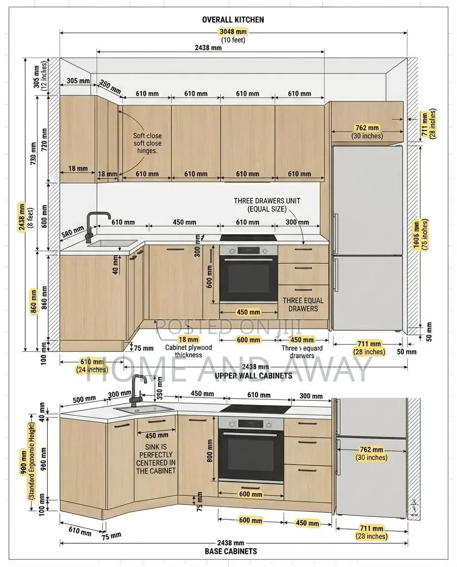 Self Contained L Shaped Kitchen Cabinets From 800,000/- Per Meter