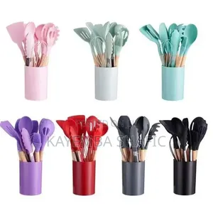 12 Piece Silicone Kitchen Tool Cooking Utensils/ Serving Spoons Set,