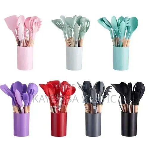 12 Piece Silicone Kitchen Tool Cooking Utensils/ Serving Spoons Set,