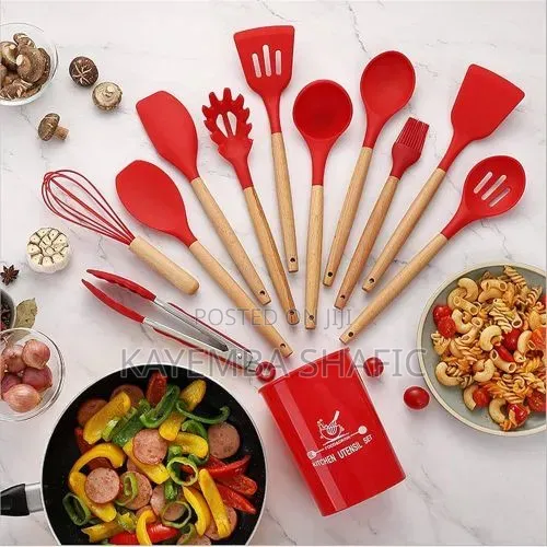 12 Piece Silicone Kitchen Tool Cooking Utensils/ Serving Spoons Set,