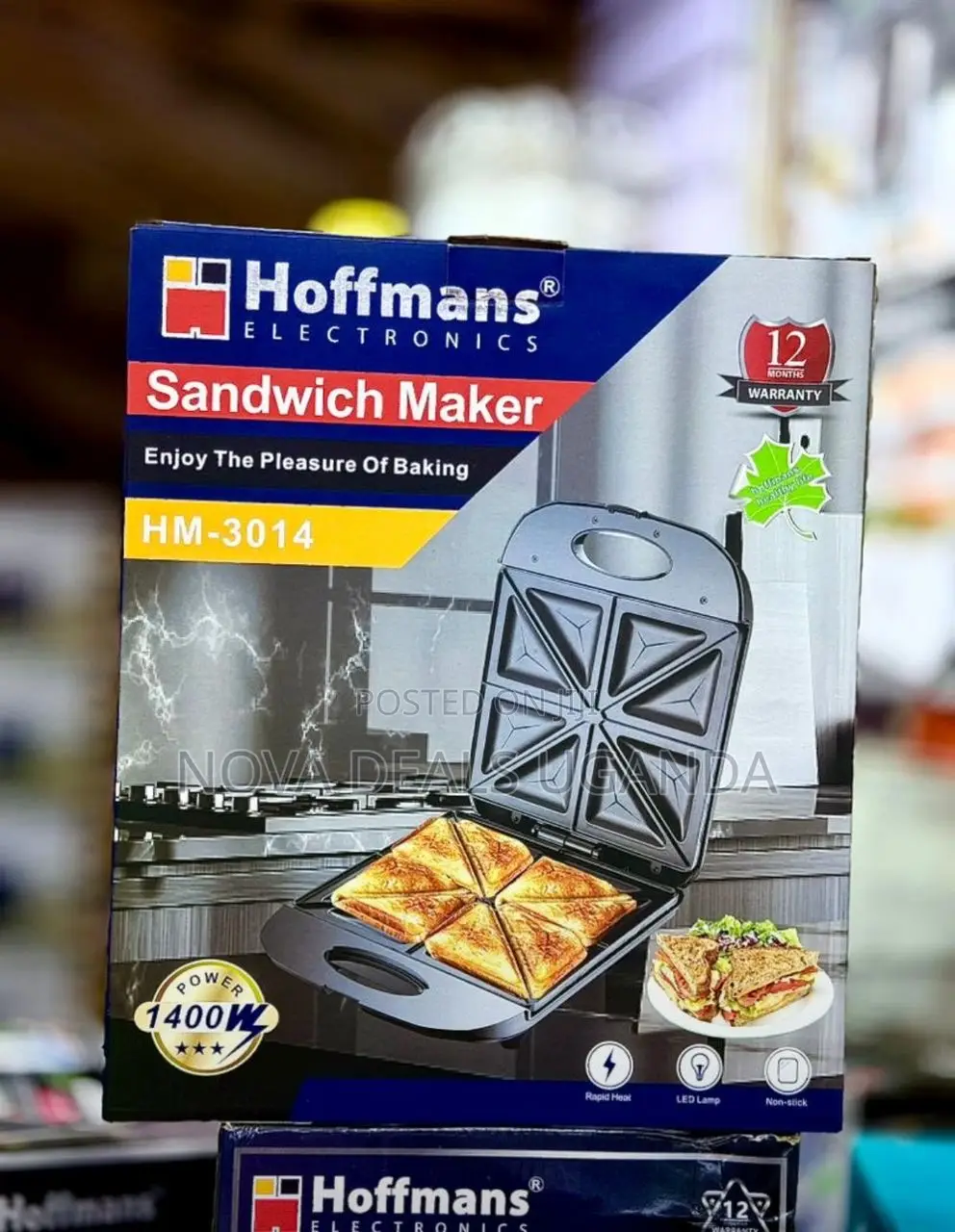 Hoffmans Hm-3014 Sandwich Maker Electric Toast Grill 4 Slice Non-Stick