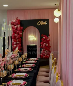 Floral Pink, Gold and Black Birthday Party