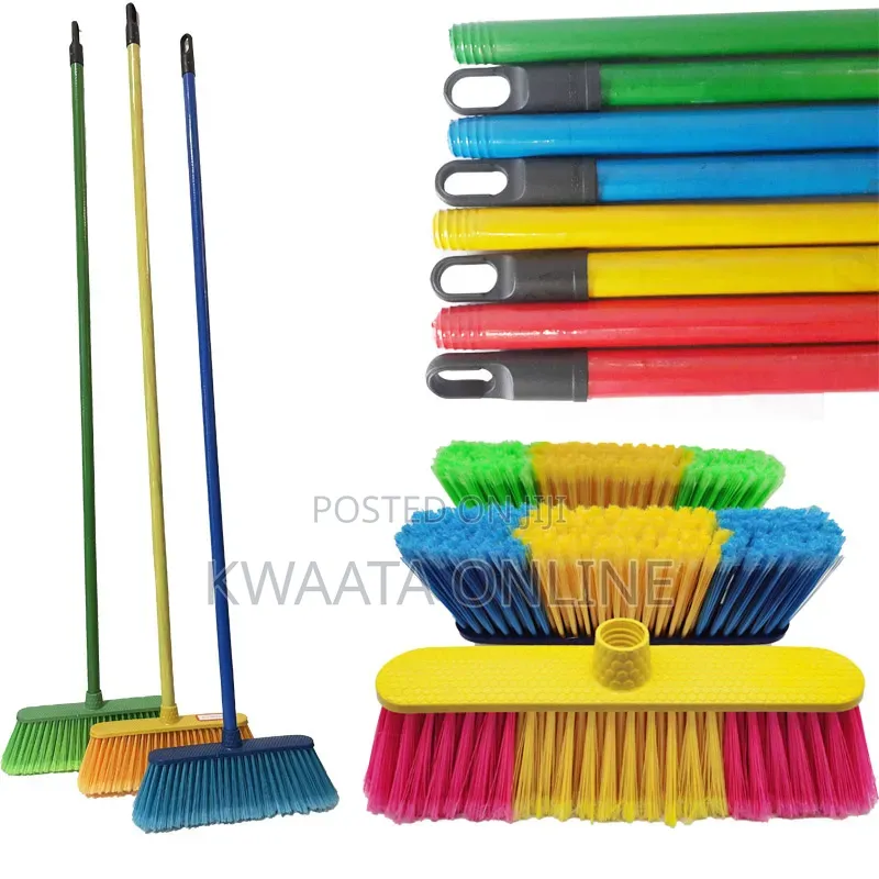 Broom for Indoor Outdoor Lightweight, Long Handle for Tile, Floors