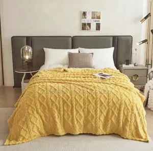 Six by Six Tufted Fleece Blanket Yellow
