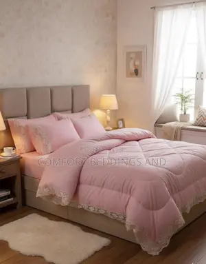 Lace Six Pieces Bedcover Hot Pink