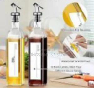 2 Pieces of Glass Oil Dispenser Bottle 500 Ml for Kitchen, Vinegar