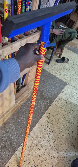 Heavy-Duty Floor Squeegee With a Wooden Handle