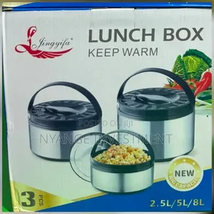3-piece Stainless Steel Thermal Lunch Box Sets With 2.5l, 5l, And 8l.