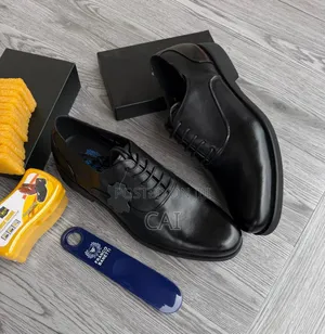Black Leather Franco Barnetti Lace-Up Dress Shoes With a Durable