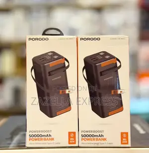 Porodo Power Boost 50000mah Power Bank 70cm Retractable Type-C Cable