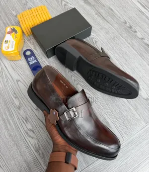 Dark Brown Leather Monk Strap Buckle Loafers by Franco Banetti
