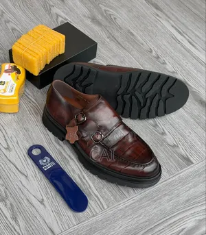 Shoetyle Burgundy Genuine Leather Handmade Double Monk Strap Shoes