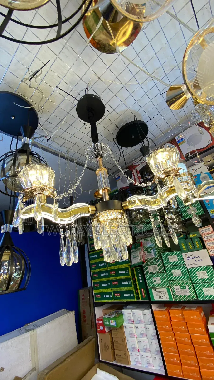 3 Arm Led Crystal Pendant Light