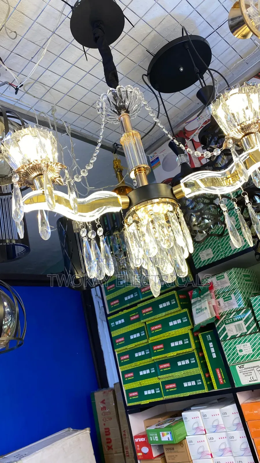 3 Arm Led Crystal Pendant Light