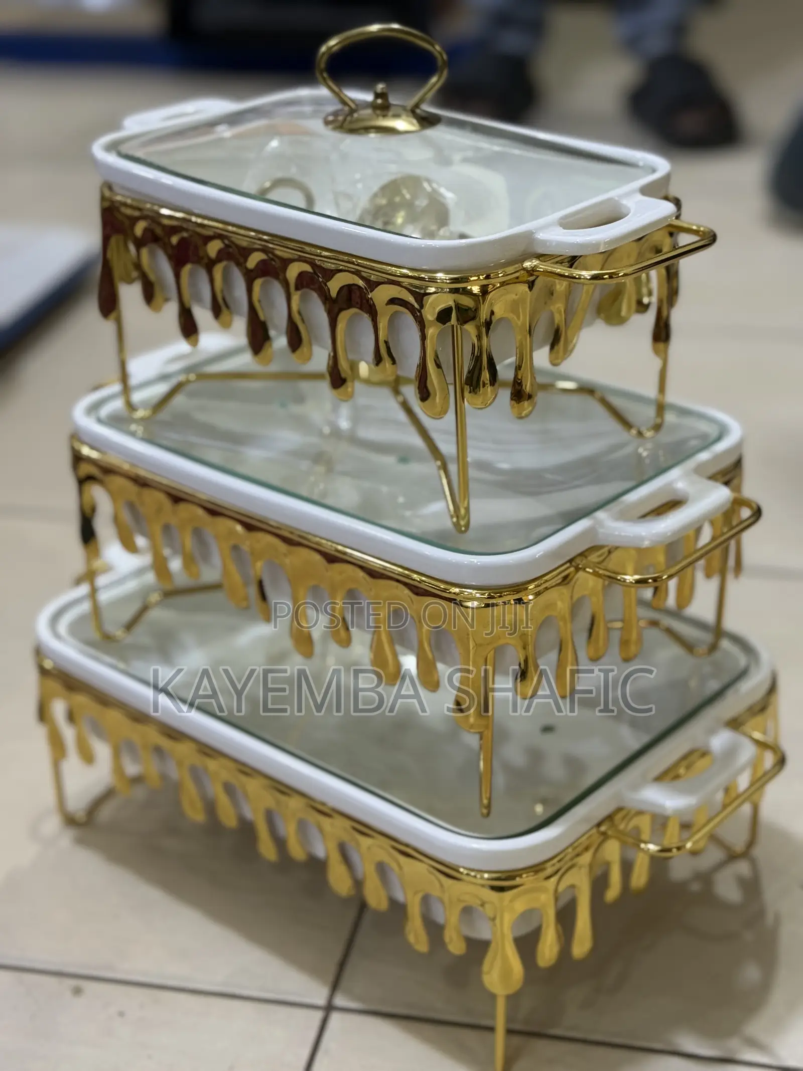 Luxury 3pc Ceramic Chafing Dishes / Buffet Food Warmer Set