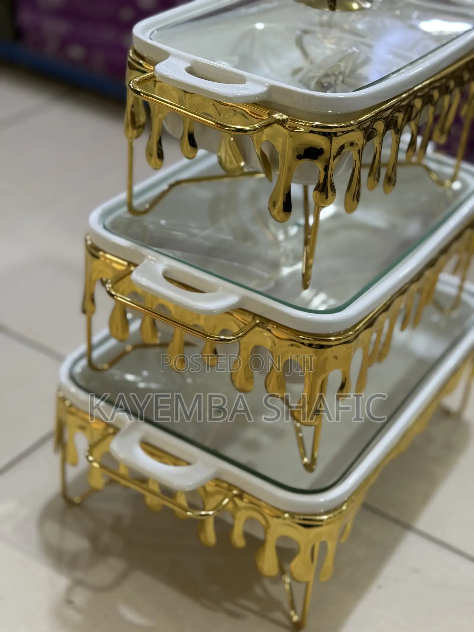 Luxury 3pc Ceramic Chafing Dishes / Buffet Food Warmer Set
