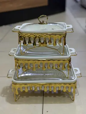 Luxury 3pc Ceramic Chafing Dishes / Buffet Food Warmer Set