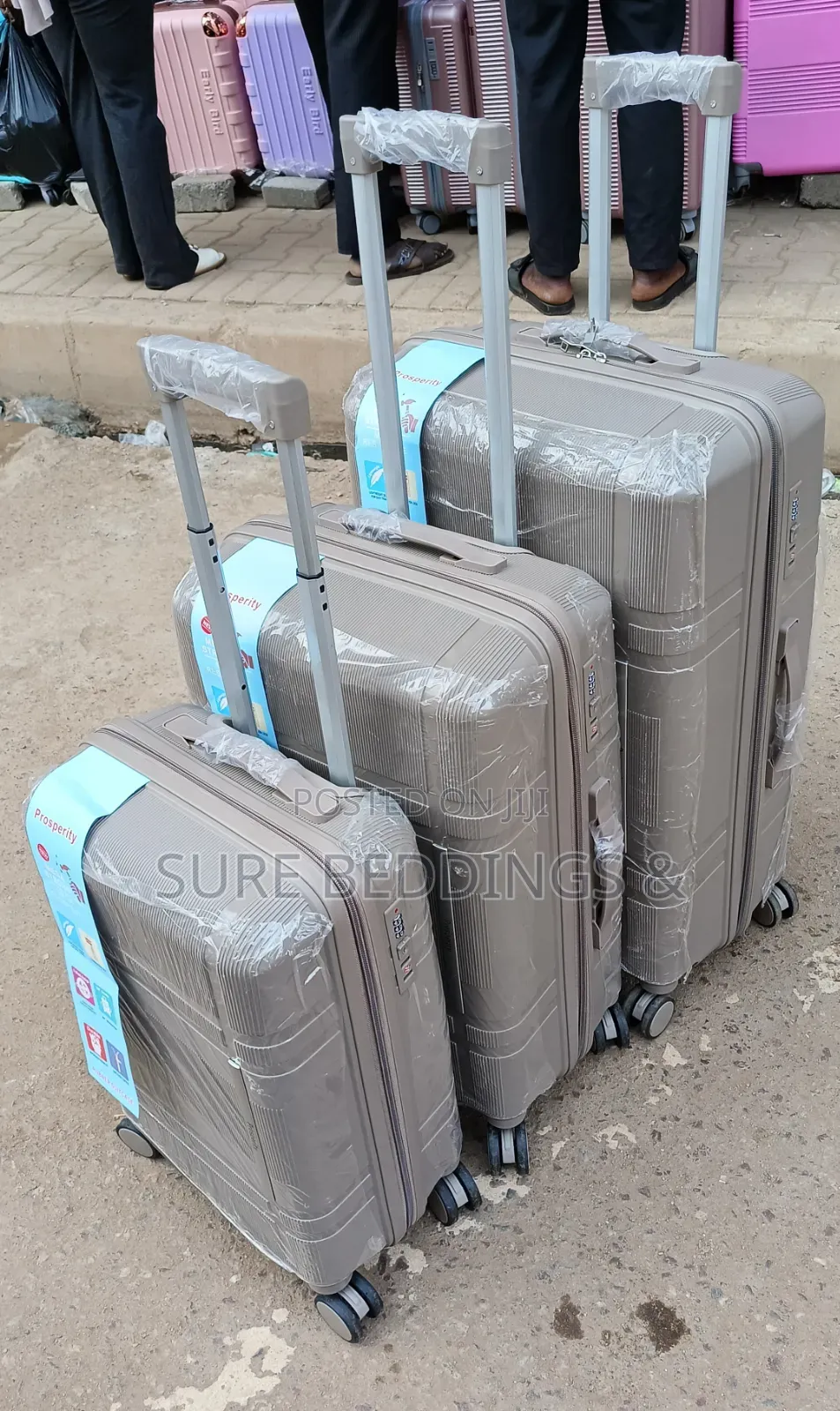 Rubber 3 Pieces Suitcases