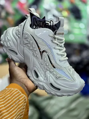 Trendy, Silver-Toned Chunky Dad Sneakers