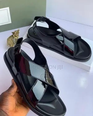 Black Charles Keith Caria Leather Platform Sandals