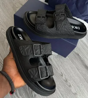 .Dior Aqua Sandals in Black Oblique Jacquard Fabric.