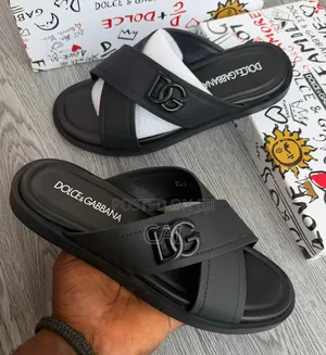 Black Leather Dolce Gabbana Crossover Strap Sandals