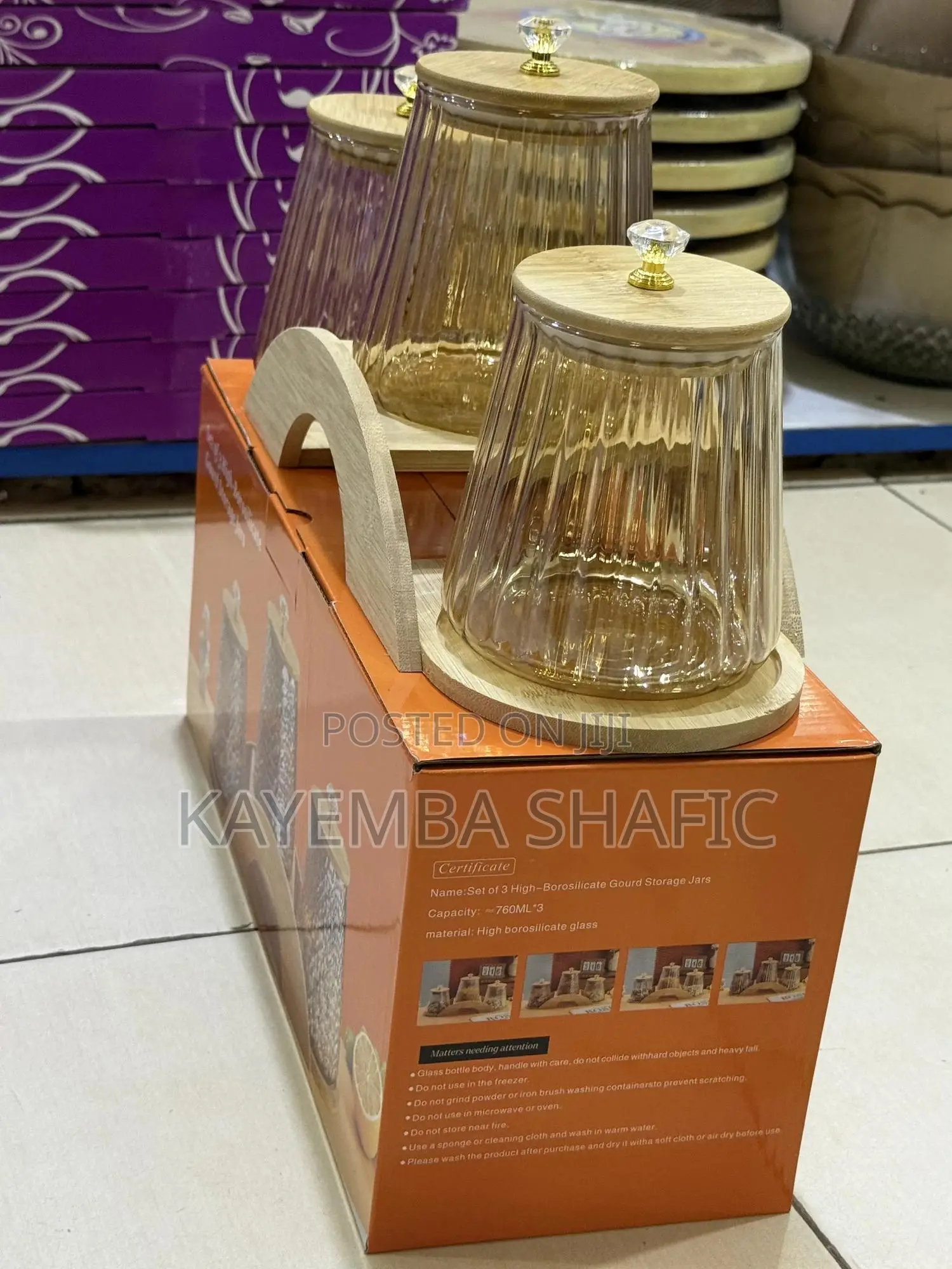 Set of 3 High-Borosilicate Gourd Storage Jars