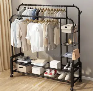 Metallic Clothes Hang Storage Rack