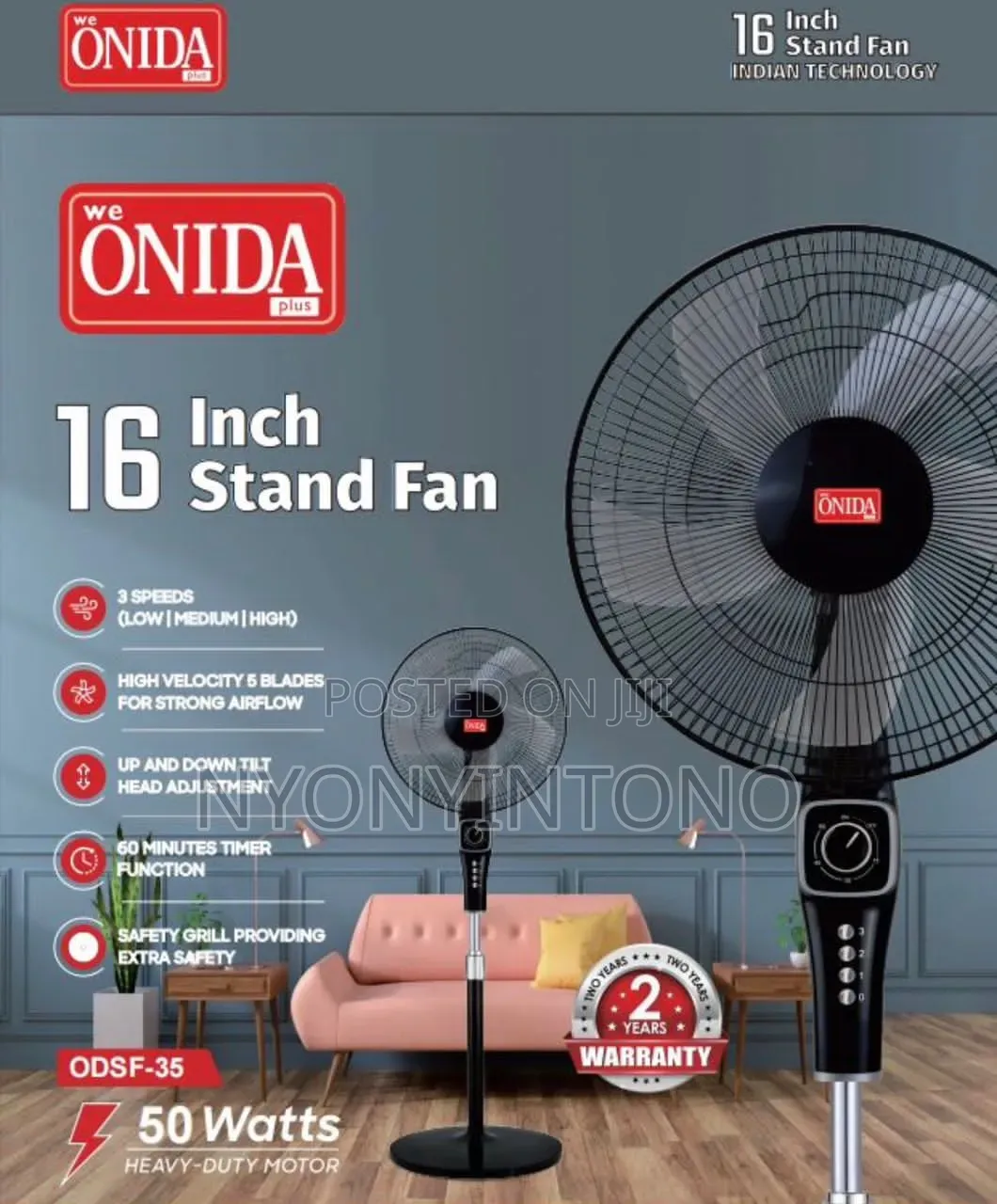 Onida 16" Electric Stand Fan