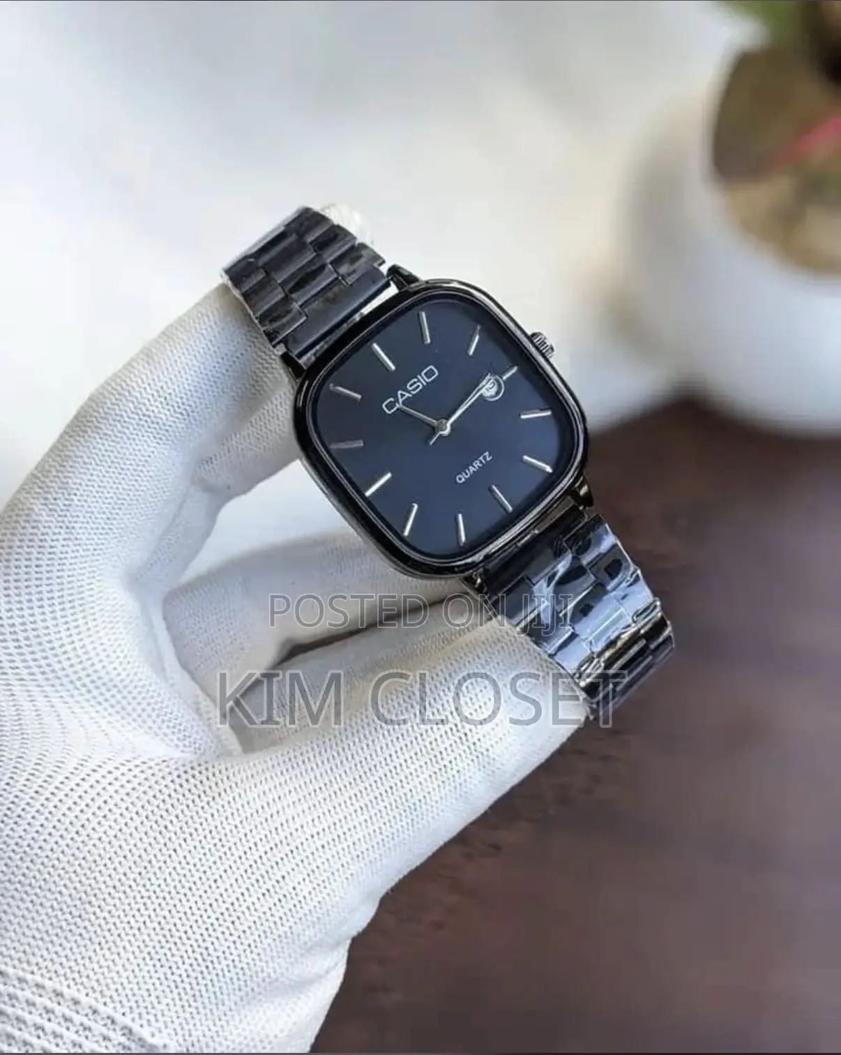 All Black Watch With Blue Dial