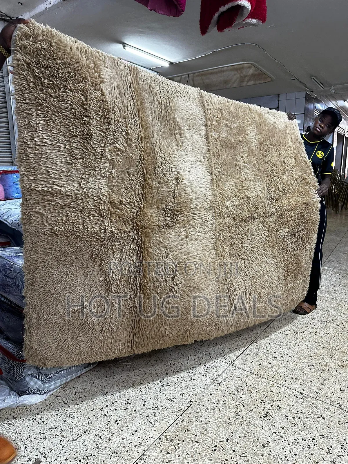 2.5 X2m Medium Fluffy Center Carpets Fluffy Rugs - Cream