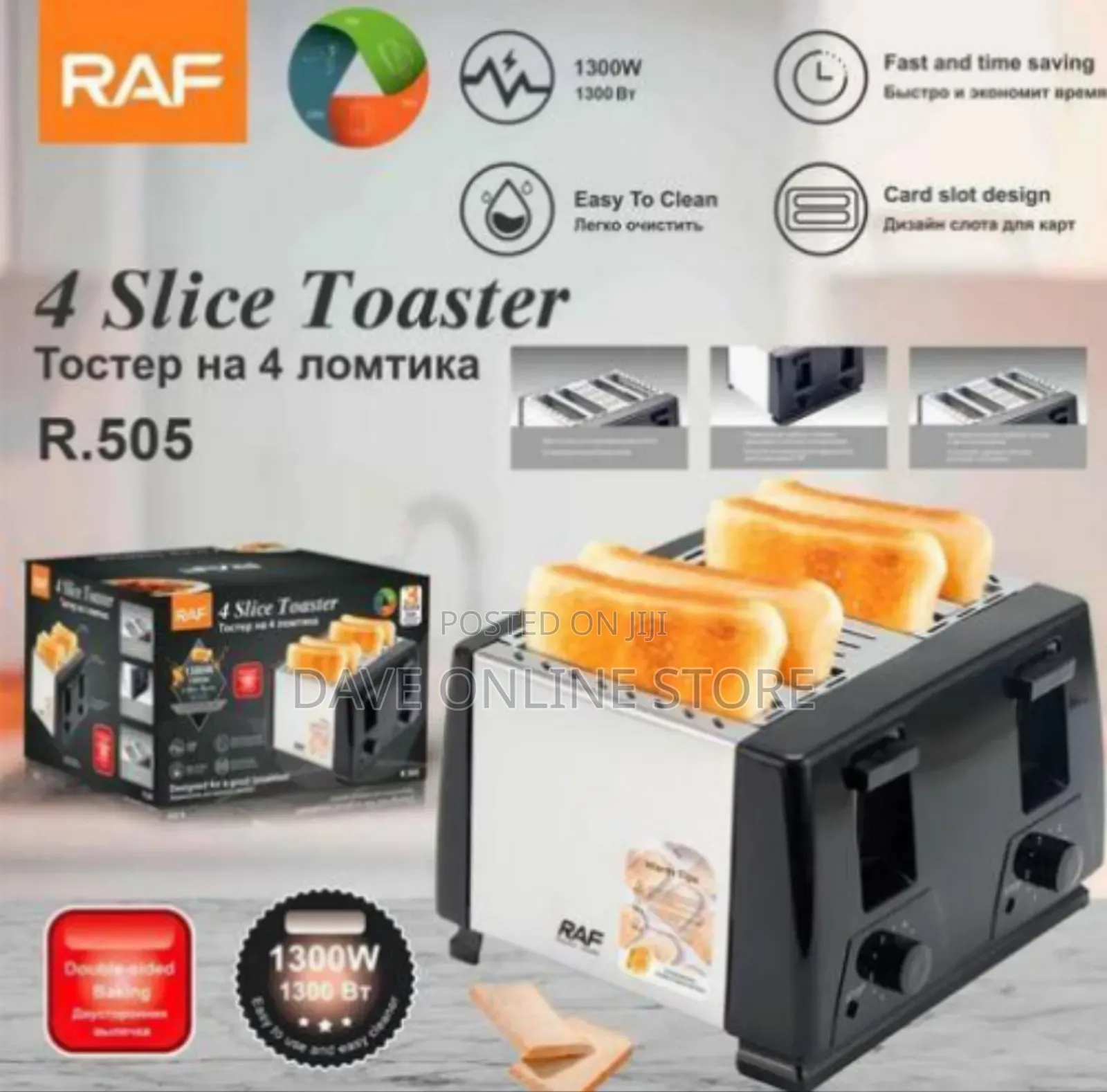 Raf 4-Slice Toaster With Dual Controls