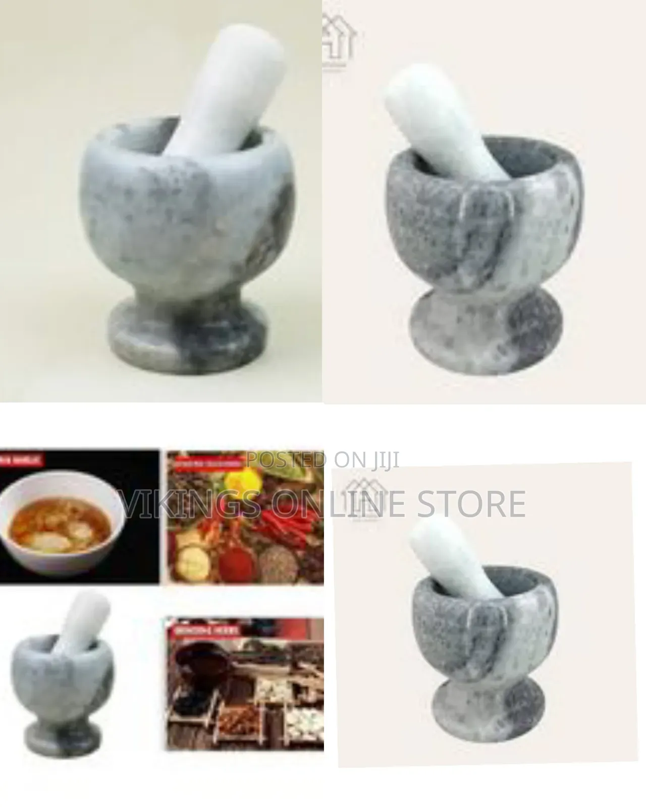 Marble Natural Stone Mortar and Pestle Unpolished Interior